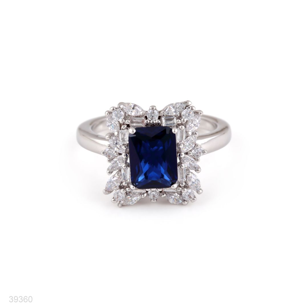 ring fancy rectangle zircon lux-silver-blue