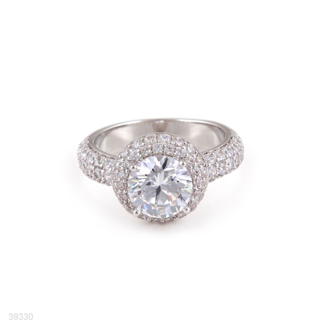 ring zircon solit pave bezel lux-silver-clear