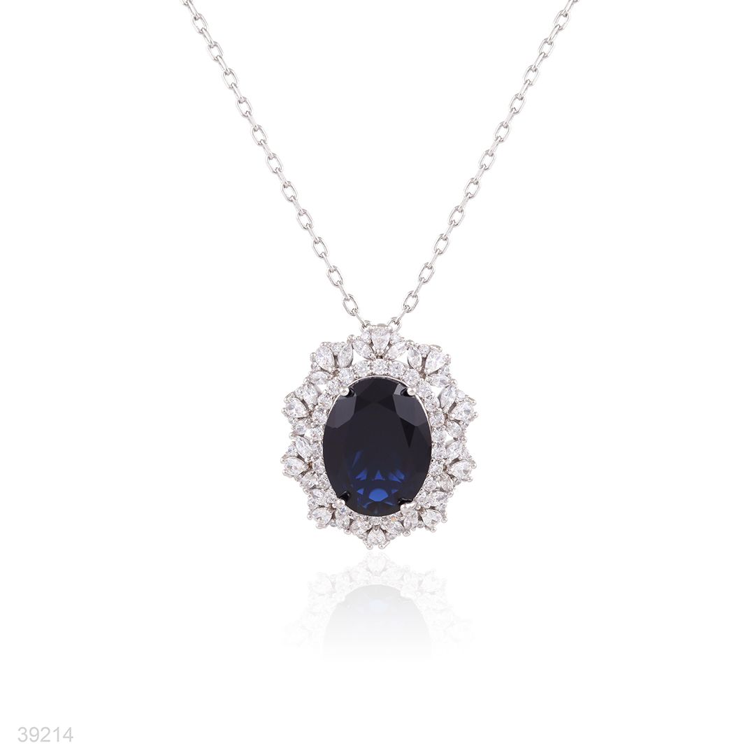 pendant 3a zircon fine oval lux-silver-blue