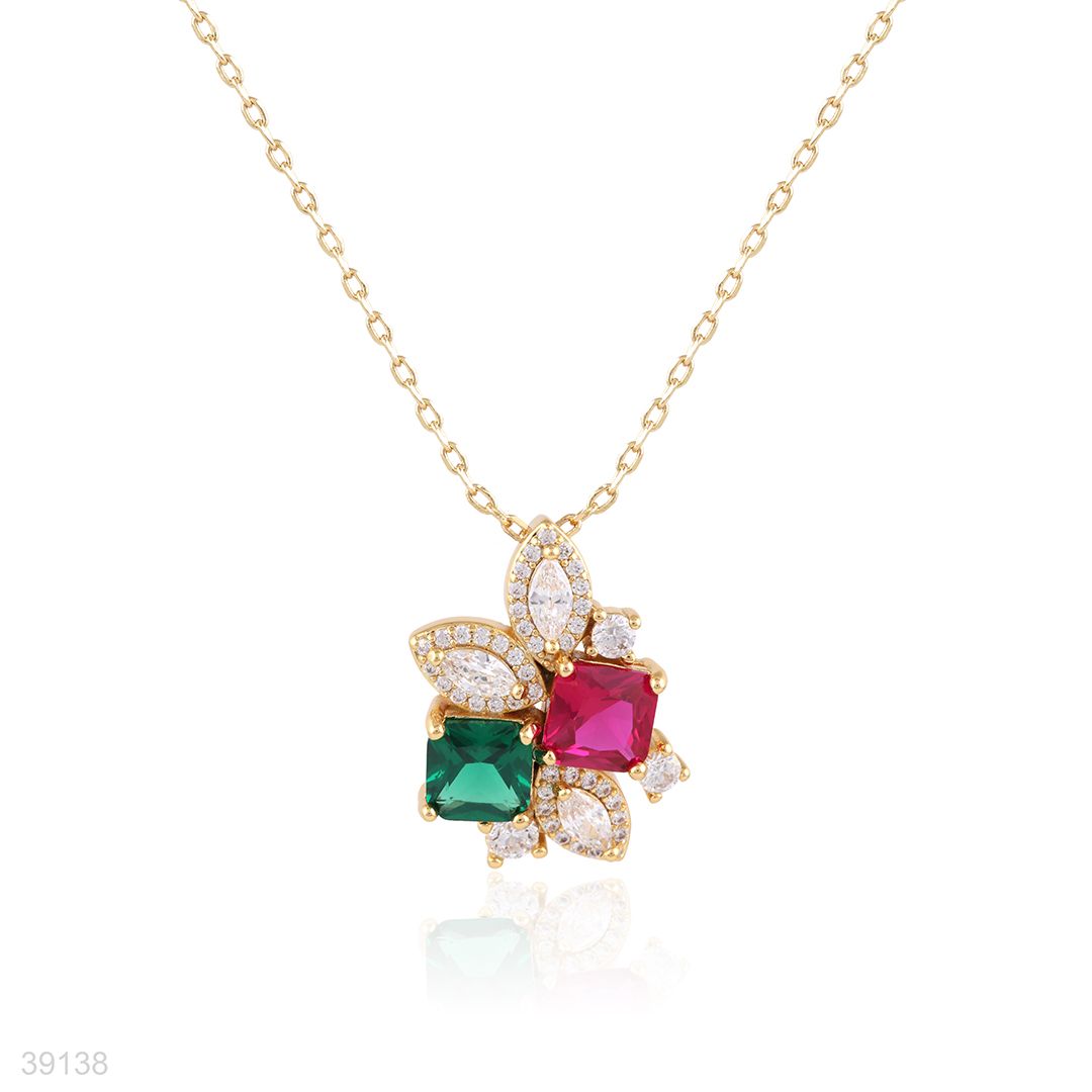 pendant 2 color flower lux zc-gold-green-red