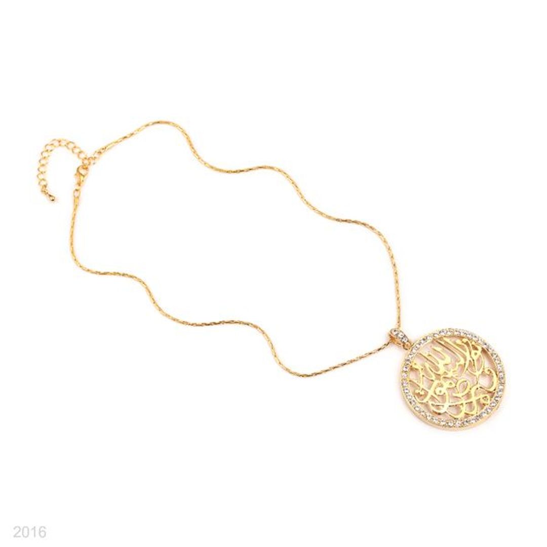 large round framed calligraphy pendant