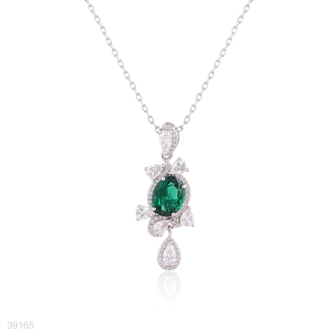 pendant 3a zircon with drop lux-silver-green