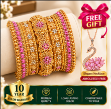 Turkish Imported Gold Plated -(5  Pieces of Bangles Set).