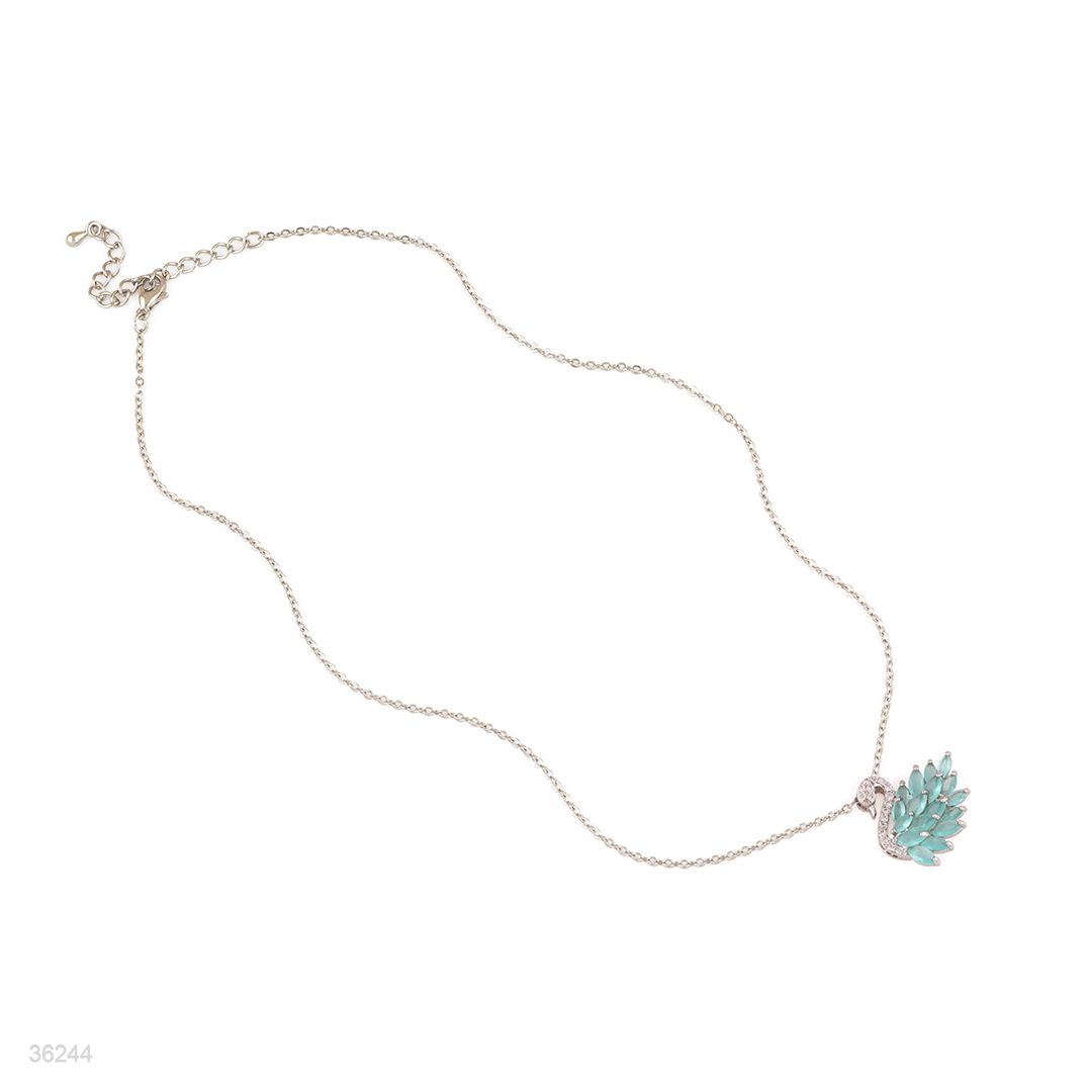 graceful swan pendant silver-turquoise