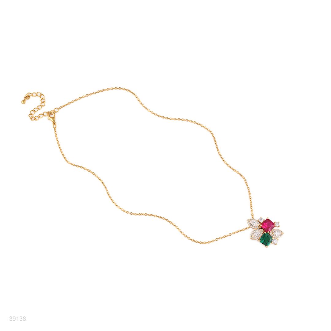 pendant 2 color flower lux zc-gold-green-red