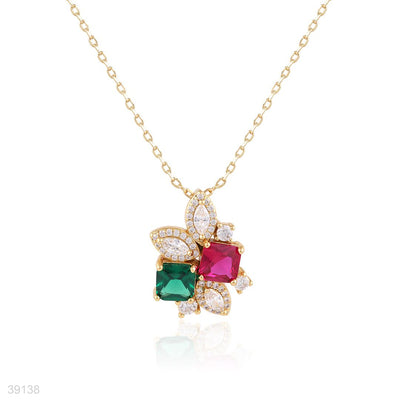 pendant 2 color flower lux zc-gold-green-red