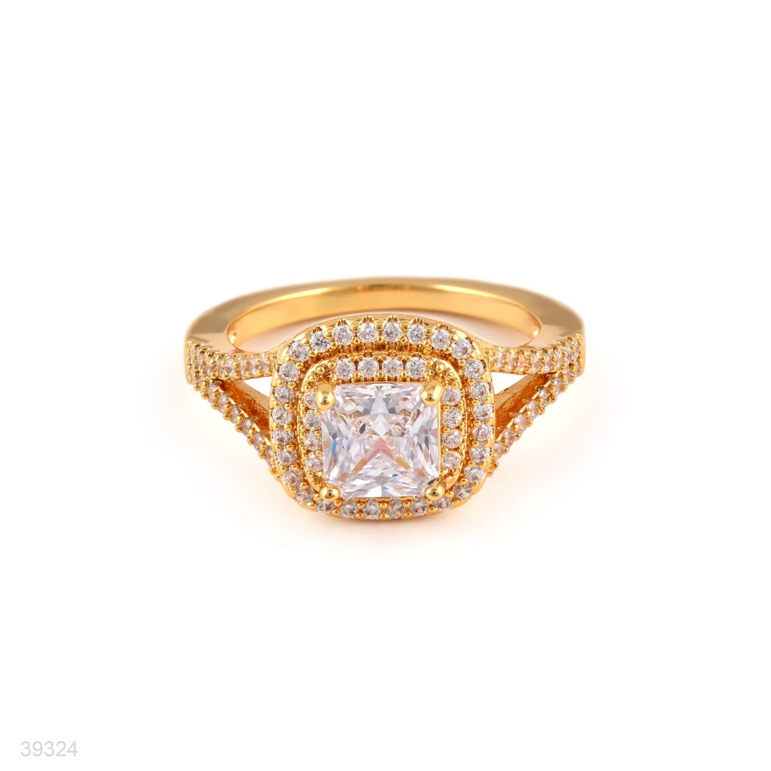 ring square elegant zircon lux-gold-clear