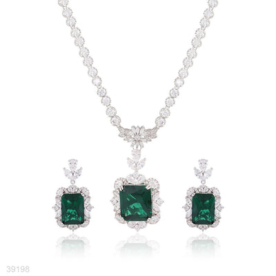 neckline set n+e fine zircon lux-silver-green