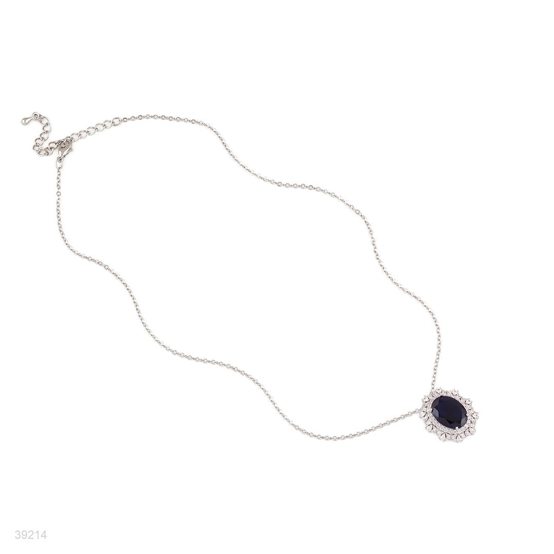 pendant 3a zircon fine oval lux-silver-blue
