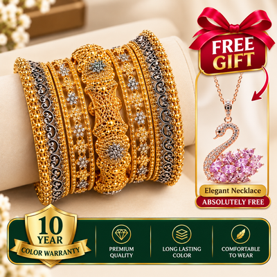 Turkish Imported Gold Plated -(5  Pieces of Bangles Set).