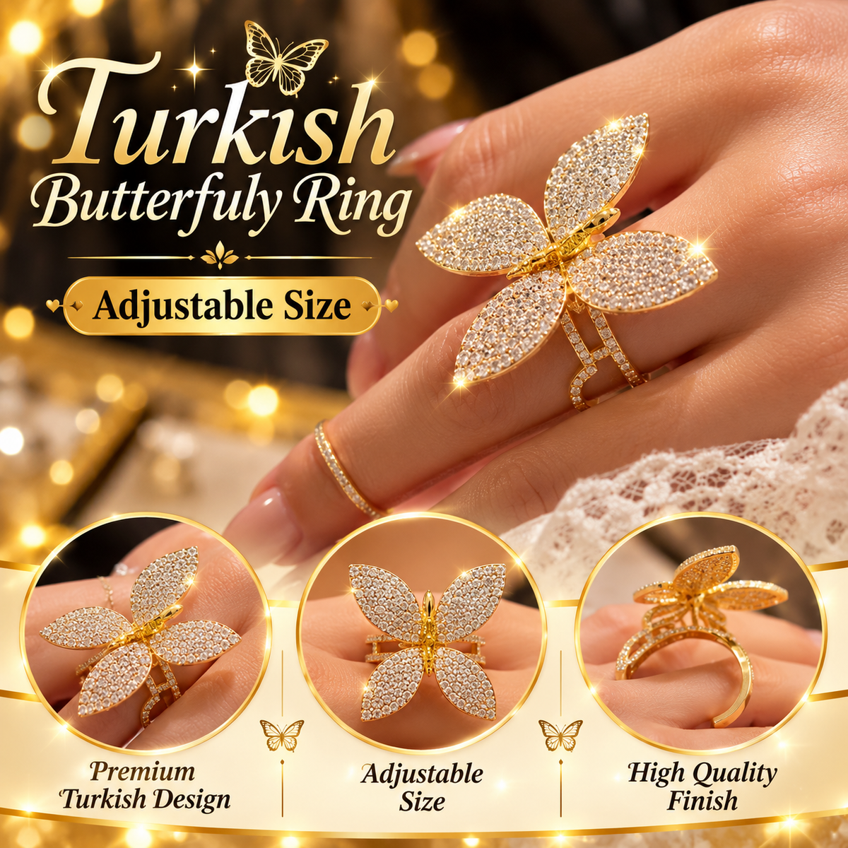 Turkish butterfuly Ring  adjustable Size